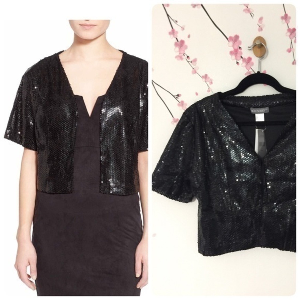 Brand new Sequins Caplet Top Black